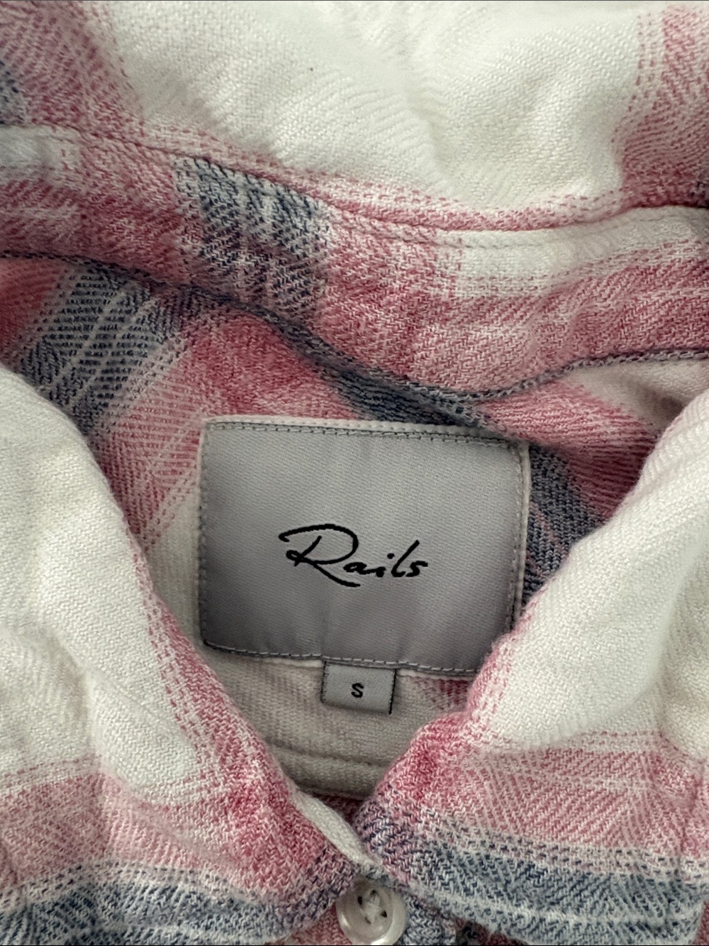 Rails Hunter plaid button-down shirt white/ pink Peony colorway Size Small - Picture 7 of 13